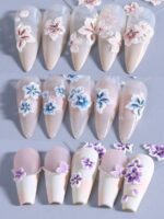 1 pièce Autocollants d'ongles avec fleurs de Sakura et d'hibiscus jaunes en relief, pétales élégants, transferts fleuris pour l'été, autocollants adhésifs de manucure, accessoires de décoration de manucure DIY, outils pour salon de manucure – Image 9