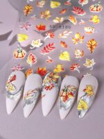 1 pièce Autocollants d'ongles avec fleurs de Sakura et d'hibiscus jaunes en relief, pétales élégants, transferts fleuris pour l'été, autocollants adhésifs de manucure, accessoires de décoration de manucure DIY, outils pour salon de manucure – Image 22