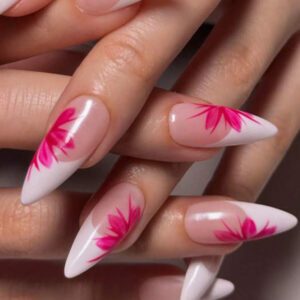 2 pièces Autocollants d'ongles 3D à pétales de fleurs rose vif et rouge, motifs à vignes de fleurs chics pour Nail Art 3D, accessoires pour manucure, designs adhésifs 3D pour vacances d'été à la plage, décoration pour Nail Art