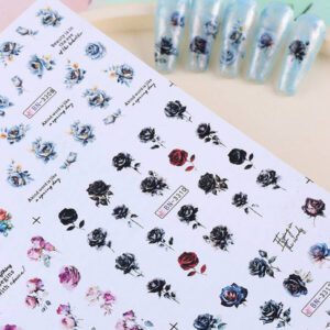 1 pièce 12 designs d'autocollants de transfert d'eau pour ongles avec des cœur roses, gâteau, cœur sucrés. Décalcomanies DIY pour la Saint-Valentin, décoration pour manucure