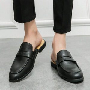 Chaussures De Mule Noir Pour Homme, Sandales À Bout Fermé Pour Les Occasions Formelles D'été De Style Vintage