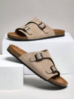 SHUZIA Sandales pour hommes avec amorti plantaire confortable, sangle réglable et semelle en liège – Image 2