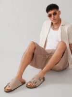SHUZIA Sandales pour hommes avec amorti plantaire confortable, sangle réglable et semelle en liège – Image 3