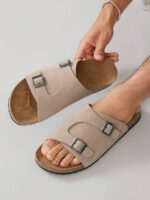 SHUZIA Sandales pour hommes avec amorti plantaire confortable, sangle réglable et semelle en liège – Image 6