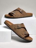 SHUZIA Sandales pour hommes avec amorti plantaire confortable, sangle réglable et semelle en liège – Image 9