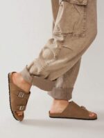 SHUZIA Sandales pour hommes avec amorti plantaire confortable, sangle réglable et semelle en liège – Image 14