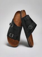 SHUZIA Sandales pour hommes avec amorti plantaire confortable, sangle réglable et semelle en liège – Image 24