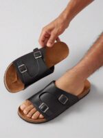 SHUZIA Sandales pour hommes avec amorti plantaire confortable, sangle réglable et semelle en liège – Image 26
