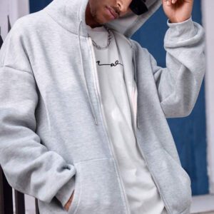 Manfinity Dauomo sweat-shirt à capuche unicolore décontracté pour homme, sweat-shirt zippé