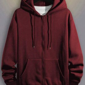 Manfinity Dauomo sweat-shirt à capuche unicolore décontracté pour homme, sweat-shirt zippé