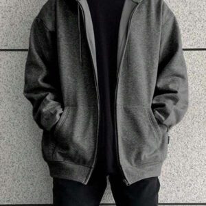 Manfinity Dauomo sweat-shirt à capuche unicolore décontracté pour homme, sweat-shirt zippé