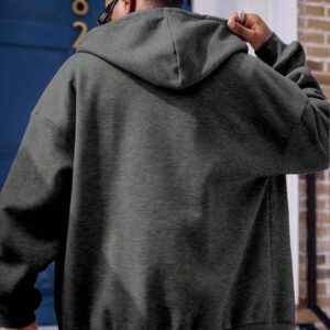 Manfinity Dauomo sweat-shirt à capuche unicolore décontracté pour homme, sweat-shirt zippé