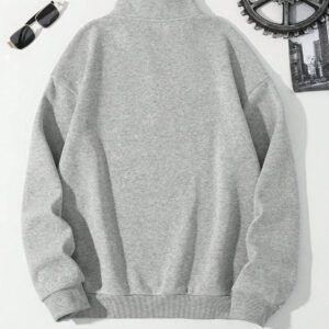 Manfinity Dauomo Sweat-shirt À Capuche Zippé À Demi Couleur unicolore Pour Hommes