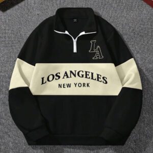 Manfinity Sporsity Sweat-shirt-shirt décontracté à manches longues, demi-zip et graphique lettrage pour hommes, pour l'automne