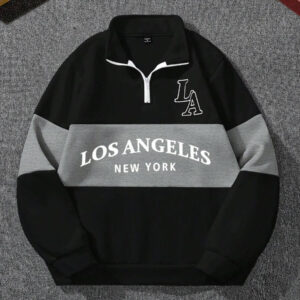 Manfinity Sporsity Sweat-shirt-shirt décontracté à manches longues, demi-zip et graphique lettrage pour hommes, pour l'automne