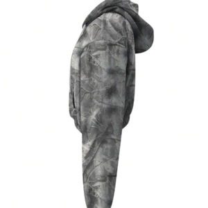 Manfinity sweat-shirt à capuche zippé décontracté avec imprimé de branche pour hommes