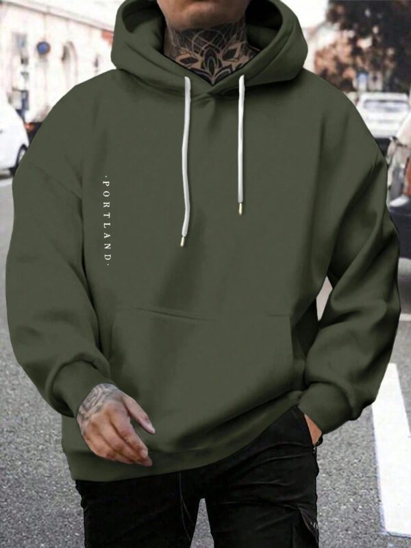 sweat-shirt à capuche régulier pour hommes en coton avec imprimé lettres – Image 11