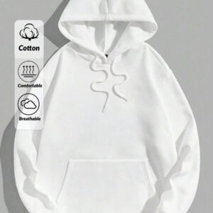 Sweat-shirt à capuche en 100% coton pour hommes avec poche et cordon de serrage