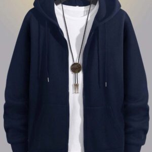 Manfinity Homme sweat-shirt à capuche zippé, couleur unie pour hommes, automne