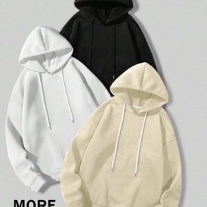 Manfinity Homme Sweat-shirt À Capuche Pour Hommes De Couleur Unie Avec Cordon