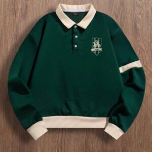 Manfinity Hypemode Sweat-shirt-shirt à manches longues avec col rabattu et blocs de couleurs pour hommes