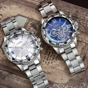 Nouvelle montre à quartz à grand cadran en acier allié de mode décontractée pour hommes avec filtrage de la lumière bleue, pour le transfrontalier