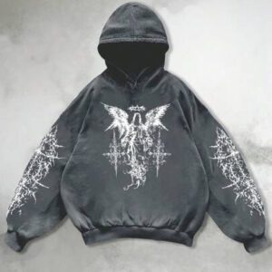 Manfinity Dauomo sweat-shirt à capuche thermique imprimé vintage pour hommes, style casual pour l'automne/l'hiver, style emo, style années 2000
