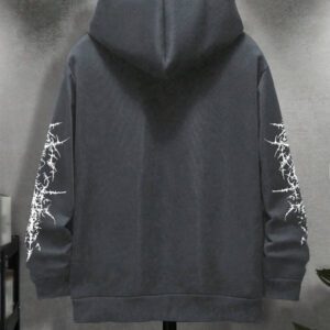 Manfinity Dauomo sweat-shirt à capuche thermique imprimé vintage pour hommes, style casual pour l'automne/l'hiver, style emo, style années 2000
