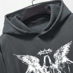 Manfinity Dauomo sweat-shirt à capuche thermique imprimé vintage pour hommes, style casual pour l'automne/l'hiver, style emo, style années 2000