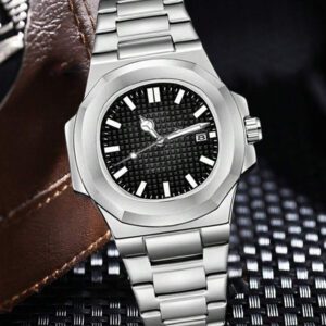 1 pièce Montre à quartz pour homme, avec bracelet argenté, style mode casual et affaires, cadran avec échelle et fonction calendrier, idéale pour le port quotidien ou en cadeau pour les vacances