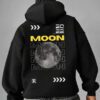 sweat-shirt à capuche ample et décontracté avec imprimé graphique de lune et de planète pour hommes, pour l'automne/hiver