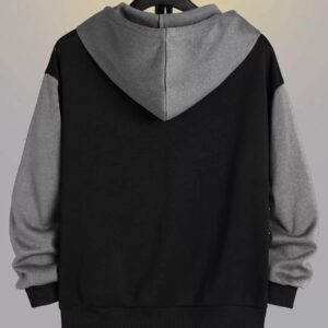 Manfinity Dauomo Homme Sweat-shirt à capuche à blocs de couleurs zippé à doublure thermique à cordon (sans t-shirt)
