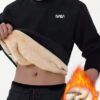 Sweat-shirt col rond avec imprimé lettres pour hommes, coupe ample, doublure chaude, manches longues pour l'automne/l'hiver