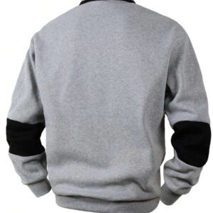 Manfinity Homme Sweat-shirt à manches longues à boutons et rayures pour hommes, col zippé, décontracté, couleurs contrastées, cadeau pour amis, maris, copains