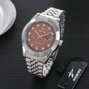 RICECGO 1 pièce Montre à quartz classique pour hommes RICECGO avec bracelet en acier et affichage de la date, convenant pour le port quotidien, les réunions d'affaires, de haute qualité et raffinée, excellent cadeau