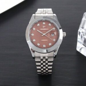 RICECGO 1 pièce Montre à quartz classique pour hommes RICECGO avec bracelet en acier et affichage de la date, convenant pour le port quotidien, les réunions d'affaires, de haute qualité et raffinée, excellent cadeau