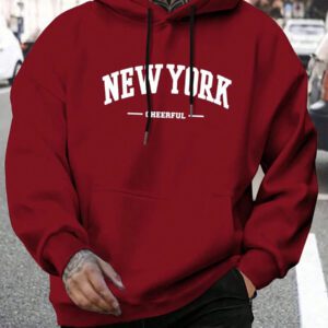 Manfinity Homme Sweat À Capuche Imprimé Lettre Pour Homme Avec Cordon De Serrage