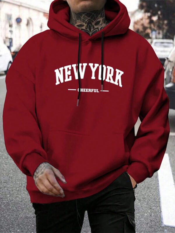Manfinity Homme Sweat À Capuche Imprimé Lettre Pour Homme Avec Cordon De Serrage – Image 8
