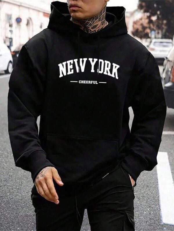 Manfinity Homme Sweat À Capuche Imprimé Lettre Pour Homme Avec Cordon De Serrage – Image 11
