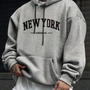 Manfinity Homme Sweat À Capuche Imprimé Lettre Pour Homme Avec Cordon De Serrage
