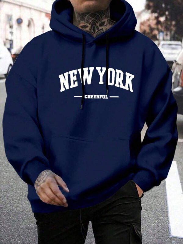 Manfinity Homme Sweat À Capuche Imprimé Lettre Pour Homme Avec Cordon De Serrage – Image 17