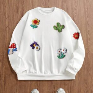 SWAVVY Sweat-shirt ample à manches longues avec patchwork rayé pour homme, style casual