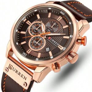 Curren Montre chronographe en PU casual et sport pour hommes CURREN