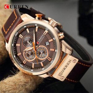 Curren Montre chronographe en PU casual et sport pour hommes CURREN
