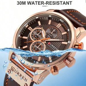 Curren Montre chronographe en PU casual et sport pour hommes CURREN