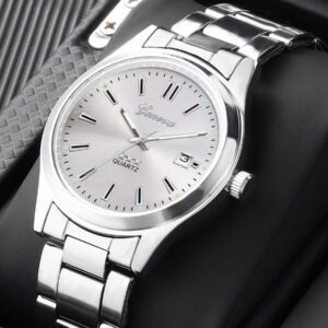 Montre d'homme à bracelet en alliage sans boîte, calendrier, pour le sport, les affaires et les tenues casual - convient aux personnes à succès
