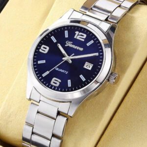 Montre d'homme à bracelet en alliage sans boîte, calendrier, pour le sport, les affaires et les tenues casual - convient aux personnes à succès