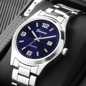 Montre d'homme à bracelet en alliage sans boîte, calendrier, pour le sport, les affaires et les tenues casual - convient aux personnes à succès