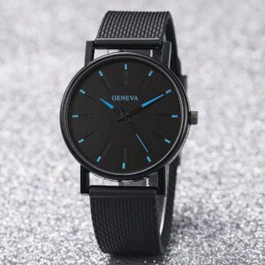 4 pièces/set Montre pour homme avec 2 bracelets noirs, boîtier rond à cadran à quartz mode, et 2 bracelets de chaîne. Pour la décoration quotidienne en tant que cadeau
