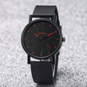 4 pièces/set Montre pour homme avec 2 bracelets noirs, boîtier rond à cadran à quartz mode, et 2 bracelets de chaîne. Pour la décoration quotidienne en tant que cadeau